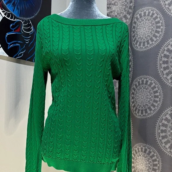 Tommy Hilfiger Green Cable Knit Sweater - Picture 1 of 5